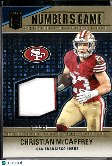 Christian McCaffrey 2024 Panini Donruss Elite Numbers Game Memorabilia San Francisco 49ers