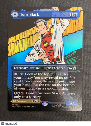 2026 Magic: The Gathering Secret Lair Marvel Super Heroes Tony Stark Iron Man Foil Showcase Double-Sided Borderless