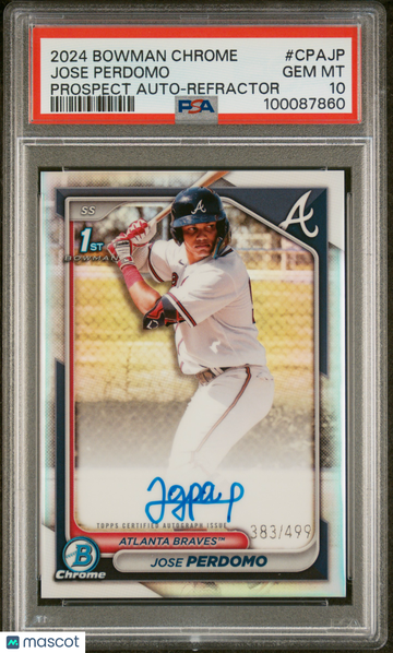 2024 Bowman Chrome Prospect Autographs Jose Perdomo #CPAJP Refractor /499 PSA 10