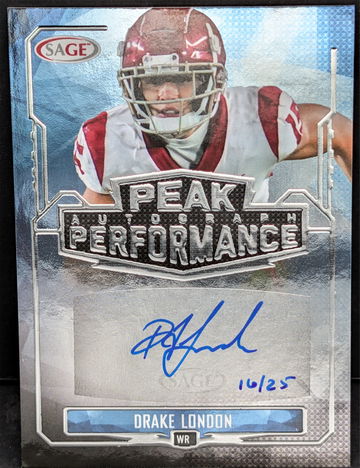 2022 SAGE Peak Performance Autographs Silver #PKA-DL Drake London /25