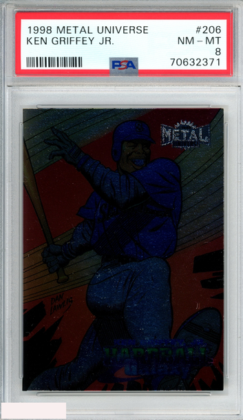 1998 METAL UNIVERSE KEN GRIFFEY JR #206 SEATTLE MARINERS HOF PSA 8 NM-MT