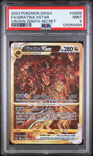 2023 Pokemon Sword and Shield Crown Zenith Secret Rare Giratina Vstar #GG69 PSA 9