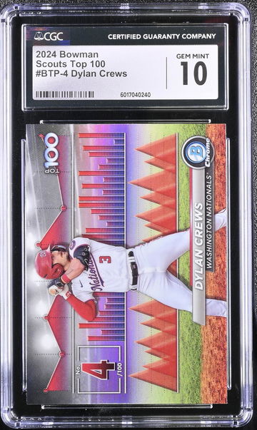 2024 Bowman Scouts Top 100 Dylan Crews #BTP-4 CGC 10