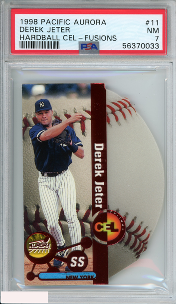 1998 PACIFIC AURORA HARDBALL CEL-FUSIONS DEREK JETER #11 NY YANKEES HOF PSA 7 NM
