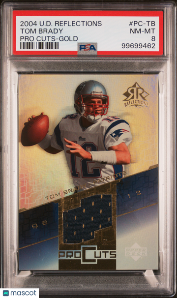 2004 Upper Deck Tom Brady #PC-TB Reflections Pro Cuts Gold Short Print Parallel/Variety Memorabilia PSA 8