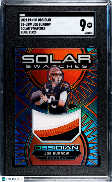 2024 Panini Obsidian Joe Burrow #SS-JBW Solar Swatches Blue SGC 9