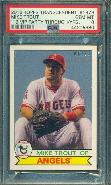 2018 Topps Transcendent Mike Trout Through the Years VIP Party /83 1979 PSA 10