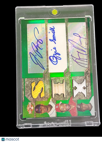 2008 Topps Triple Threads Baseball Ozzie Smith Hanley Ramirez Jose Reyes #TTARC-1 Green /18 Authentic Autographs Triple