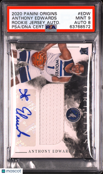 2020 Panini Origins Rookie Jersey Autographs Anthony Edwards #EDW Autograph PSA 9 Auto 8