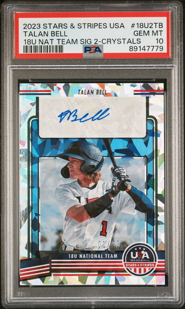 2023 Panini Stars & Stripes Crystals Talan Bell #18U2-TB /23 PSA 10