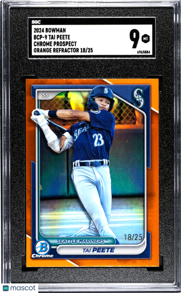 2024 Bowman Tai Peete #BCP-9 CHR. Pros. Orange Refractor SGC 9