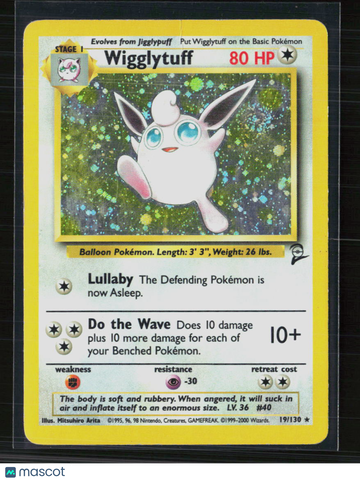 2000 Base Set 2 Wigglytuff Holo Rare #19/130
