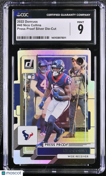 2022 Donruss Nico Collins #40 Press Proof Silver Die-Cut Parallel/Variety Base Set CGC 9 Donruss