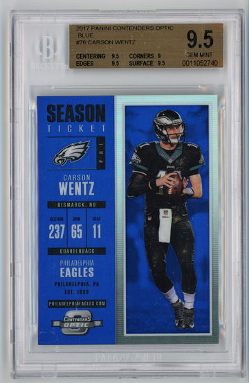 2017 Panini Contenders Optic Blue /99 Carson Wentz BGS 9.5 Pop 2!!