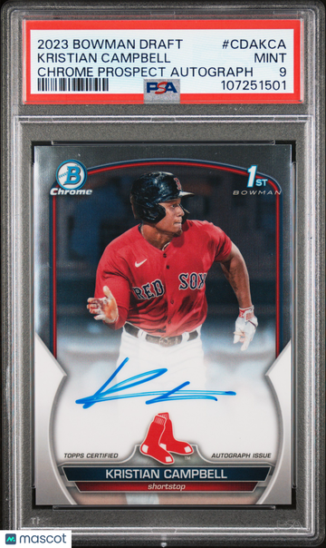 2023 Bowman Draft Chrome Prospect Autograph Kristian Campbell #CDAKCA PSA 9