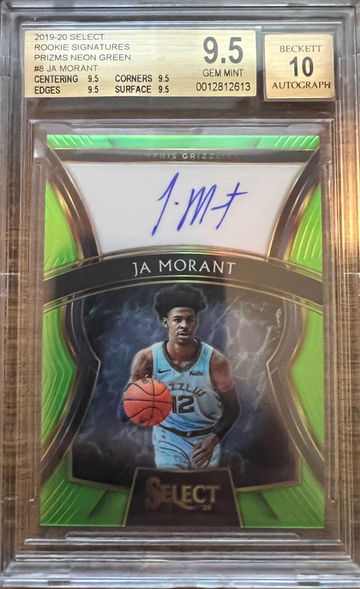 2019-20 Rookie Signatures Prizms neon green /49 Gem Mint BGS 9.5 10/10 Auto