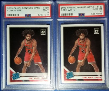 2019 Donruss Optic Coby White #180 PSA 9 and PSA 10 Bulls