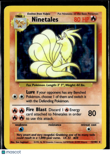 1999 Base Set Ninetales Holo Rare #12/102