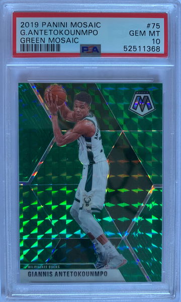 2019 Panini Mosaic Giannis Antetokounmpo  Green Mosaic PSA 10 Gem-Mint