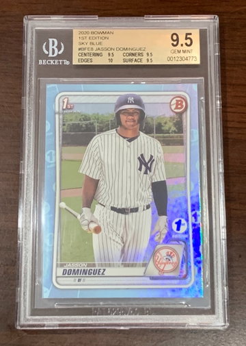 2020 Bowman 1st Edition Jasson Dominguez Sky Blue Foil BGS 9.5