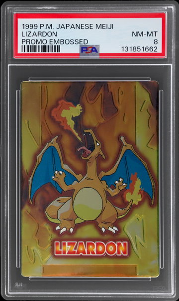 1999 Pokemon Meiji 3 Japanese Charizard Embossed PSA 8