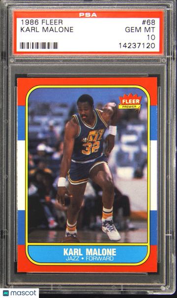 1986 Fleer Karl Malone #68 PSA: Gem Mint 10 PSA 10