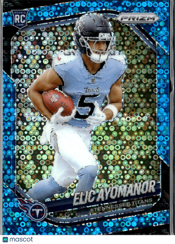 Elic Ayomanor 2025 Panini Prizm RC Blue Disco Tennessee Titans