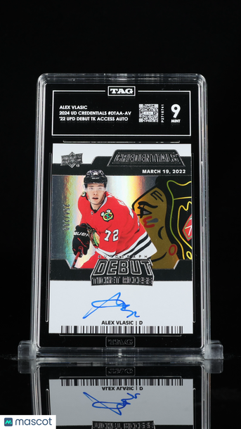 2024 '22 Upper Deck Credentials Debut Ticket Access Auto Alex Vlasic #DTAA-AV Grey /299 TAG 9