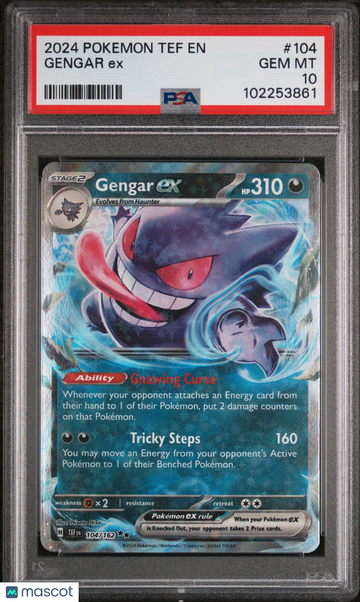 2024 Pokemon Tef EN-Temporal Forces Gengar EX PSA 10 #104