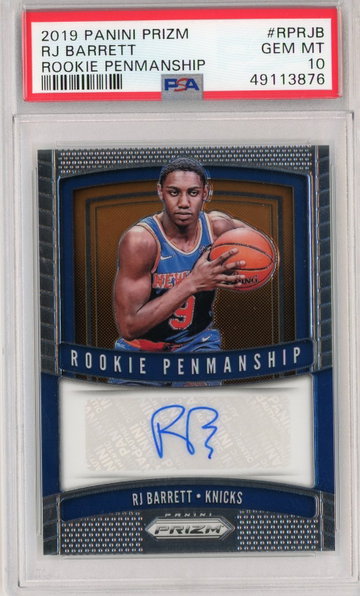 RJ Barrett Prizm Rookie Penmanship PSA 10