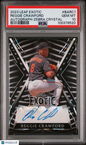 2023 Leaf Exotic Autographs Reggie Crawford #BARC1 Zebra Crystal PSA 10