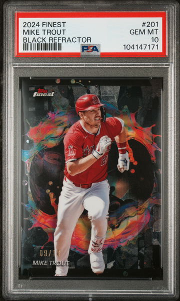 2024 Topps Finest Black Refractor Mike Trout #201 /10 PSA 10