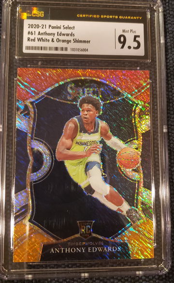 2020-21 Panini Select Anthony Edwards RC Red White Orange Shimmer CSG 9.5 #61