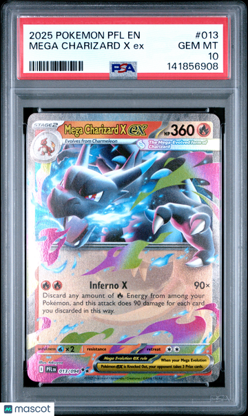 2025 Pokemon PFL EN-Phantasmal Flames Mega Charizard X EX PSA 10 #013