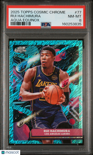 2025 Topps Cosmic Chrome Rui Hachimura #77 Aqua Equinox /199 PSA 8