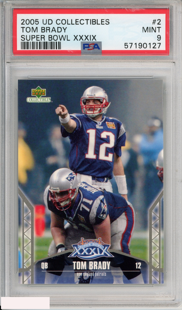 2005 UD COLLECTIBLES TOM BRADY #2 SUPER BOWL XXXIX PATRIOTS PSA 9 MINT