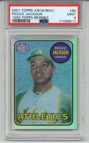 2001 TOPPS ARCHIVES RESERVE 1969 REPRINT REFRACTOR #89 REGGIE JACKSON CARD PSA 9