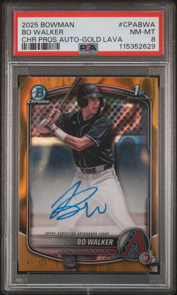 2025 Bowman Chrome Prospect Auto Gold Lava Bo Walker #CPA-BWA /50 PSA 8