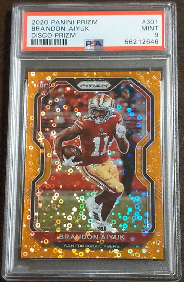 2020 Prizm, Disco Prizm, #301, Brandon Aiyuk, Rookie, PSA 9