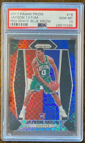 2017-18 Panini Prizm Jayson Tatum RED WHITE BLUE SP #16 PSA 10 GEM MINT RC