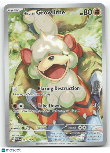 2024 Twilight Masquerade Hisuian Growlithe Secret Rare #181/167
