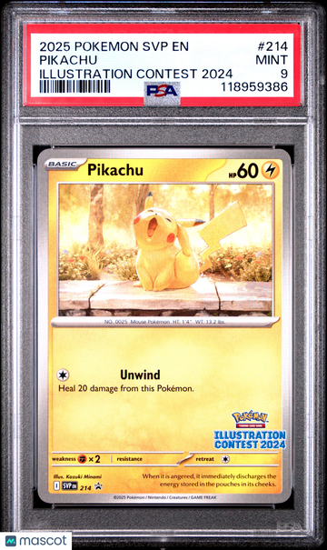 2025 Pokemon SVP EN-SV Black Star Promo Pikachu #214 Illustration Contest 2024 PSA 9