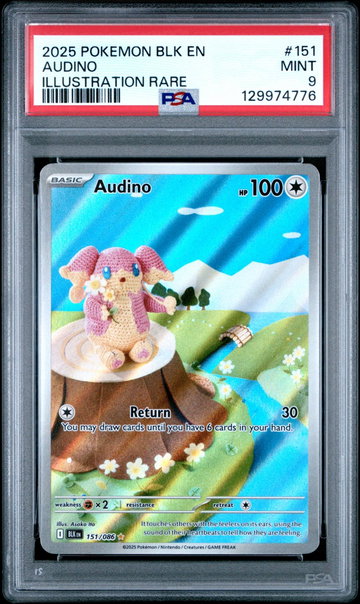 2025 Black Bolt - Blk En - English Illustration Rare Holo Audino #151 PSA 9