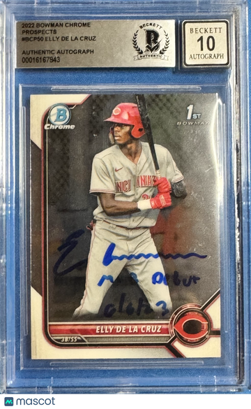 2022 Bowman Chrome Prospects Elly De La Cruz #BCP50 BGS BAS Auto 10
