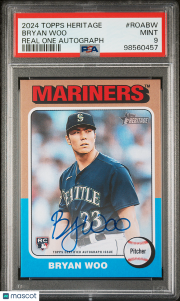 2024 Topps Heritage Real One Autographs Bryan Woo #ROABW PSA 9