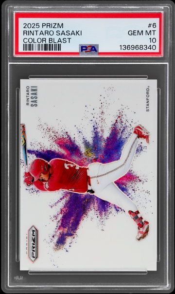 2025 Panini Prizm Color Blast Rintaro Sasaki PSA 10