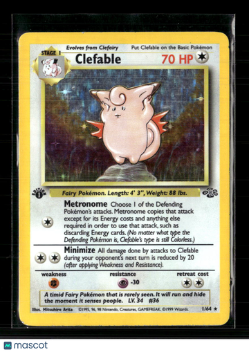 1999 Jungle Clefable Holo Rare 1st Edition #1/64