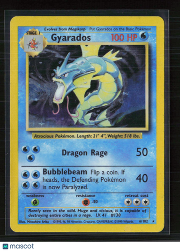 1999 Base Set Gyarados Holo Rare #6/102