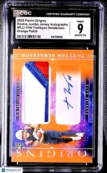 2025 Panini Origins Treveyon Henderson #RJJ-THN Orange Parallel/Variety Rookie Memorabilia Insert 9 Panini Authentic