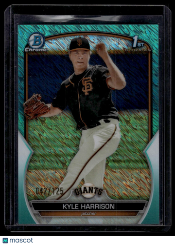 2023 Bowman Kyle Harrison #BCP-93 Chrome Prospects Aqua Shimmer Refractors SN